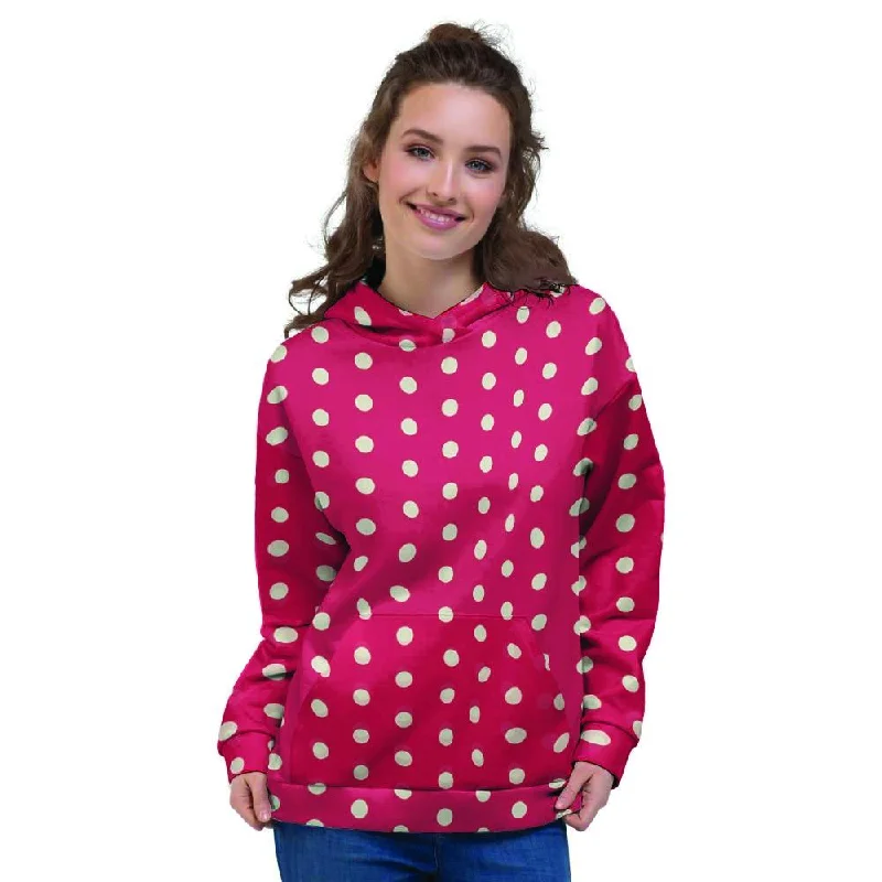 Red Tiny Polka Dot Women's Hoodie Hoodie Dress Longline Feminine