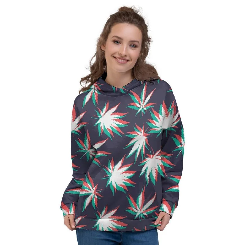 Reggae Leaf Psychedelic Women's Hoodie Hoodie with Hem Contrast Bold Stylish