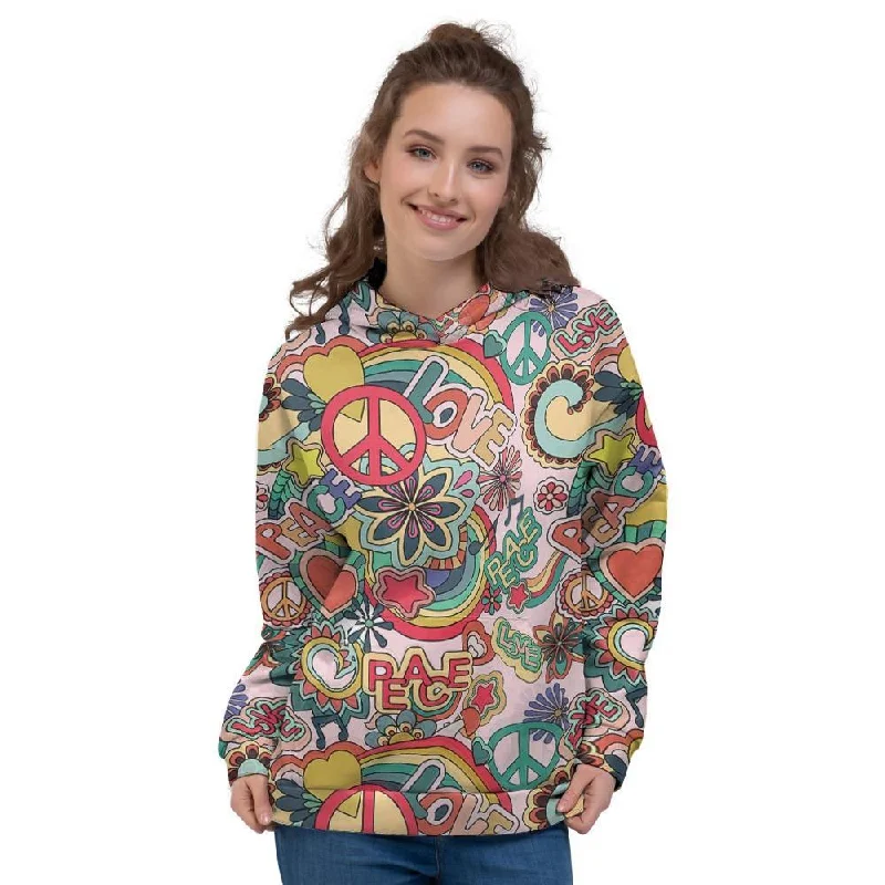 Retro Hippie Women's Hoodie Hoodie with Rolled Sleeves Casual Relaxed