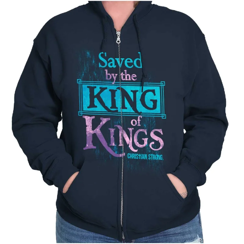 Saved by King of Kings Zip Hoodie Hoodie with Logo Branding Identity