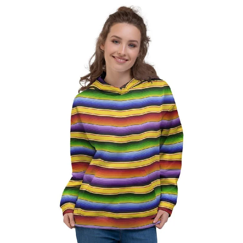 Serape Baja Women's Hoodie Hoodie with Toggle Buttons Decorative Unique