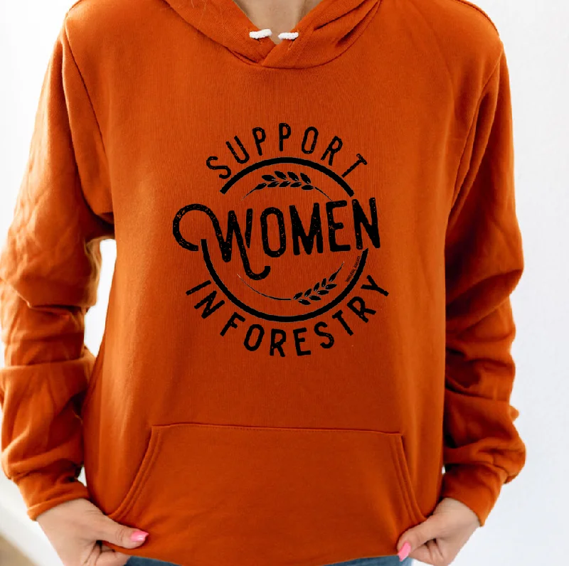 Support Women in Forestry Hoodie (S-3XL) Unisex - Multiple Colors! Hoodie with Tied Waist Feminine Flattering