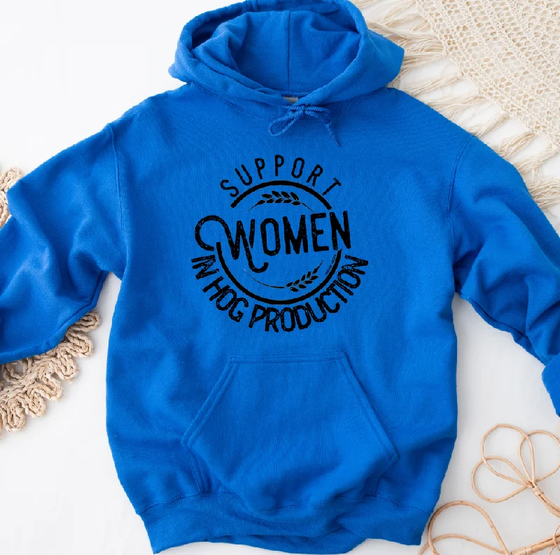 Support Women in Hog Production Hoodie (S-3XL) Unisex - Multiple Colors! Hoodie with Elastic Cuffs Stretchable Comfortable