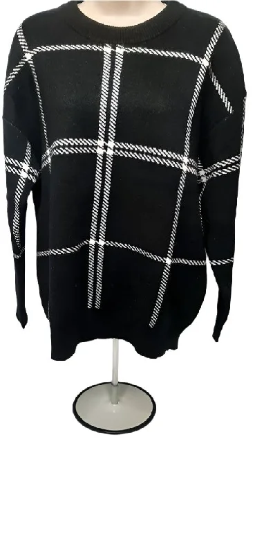 Sweater-Pullover- Black/White Stripes-Long Sleeve-Women's-223886