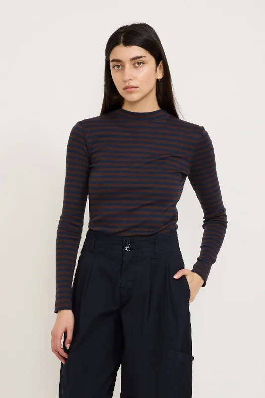 High Rain  Stripe Top Brown/Navy