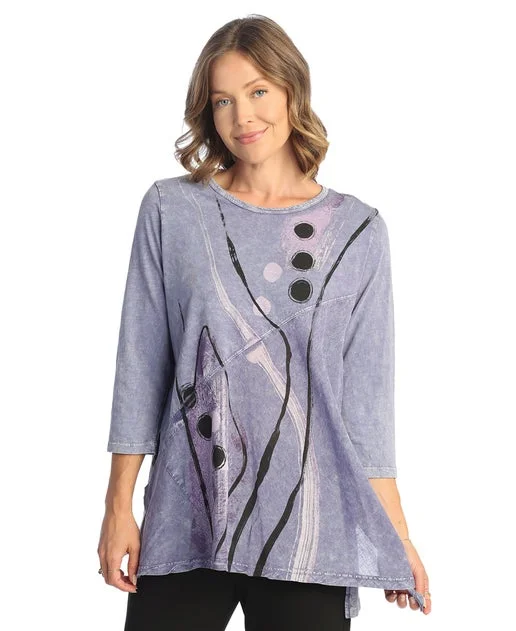 Jess & Jane - M62-1817  Women's Top - Purple - 100% cotton and Linen