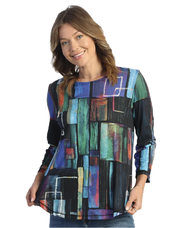 Jess & Jane - PS3-1737 - Women's Multi Disco Round Neck Tunic