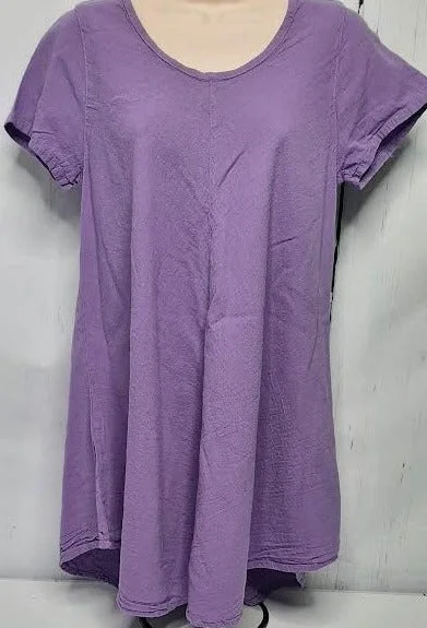 Top-Pullover-Short Sleeve-Purple-Women's-S-1611