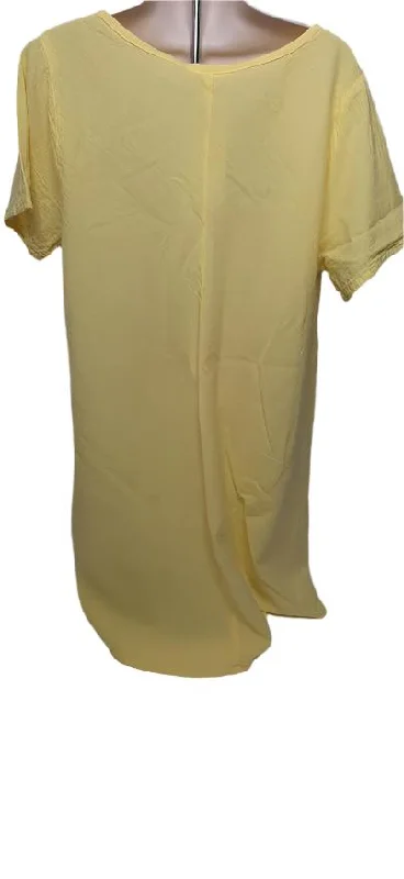 Top-Pullover-Short Sleeve-Yellow-Women's-S-1611