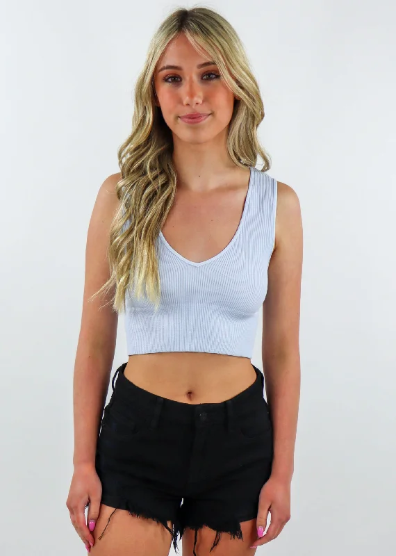 Take The Plunge V-Neck Crop Top ★ Powder Blue