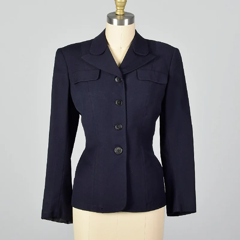 1950s Waves US Navy Military Wool Jacket in Navy Blue