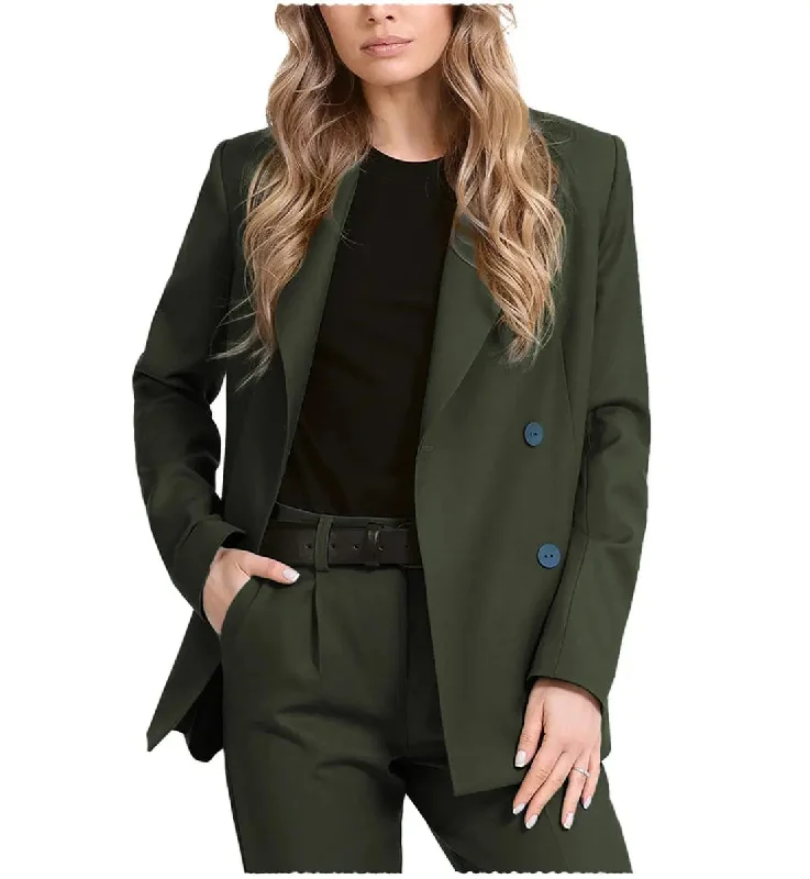 Fashion 2 Pieces Women Suit Flat Notch Lapel Blazer