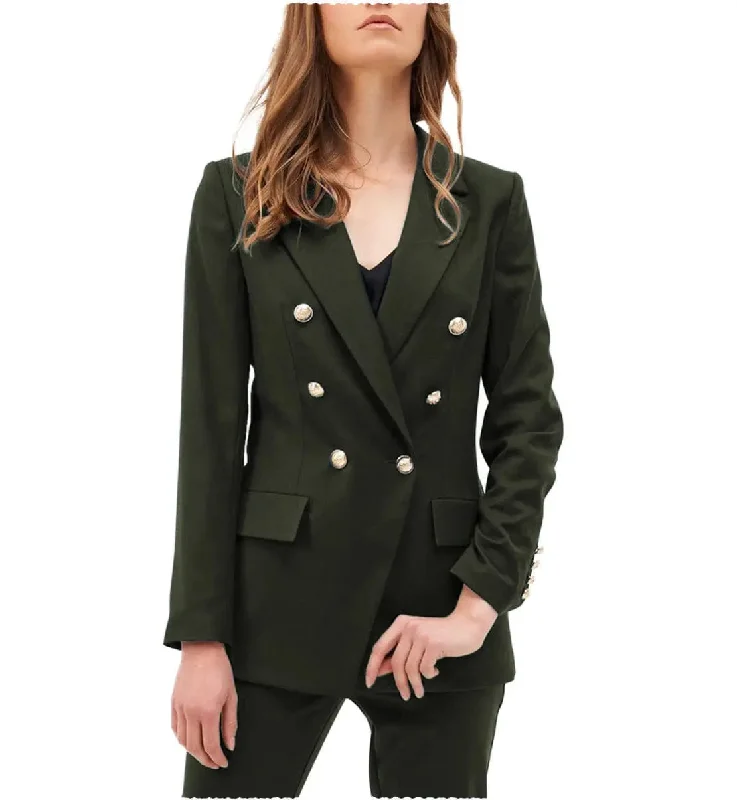 Fashion Notch Lapel Blazer  Flat 2 Pieces Women Suit