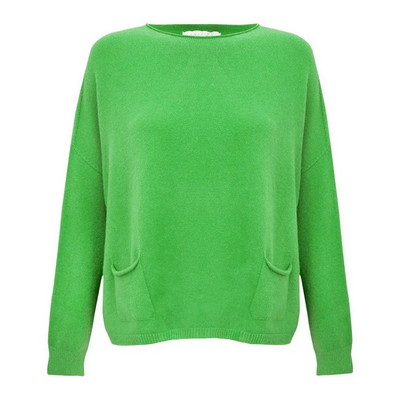 Jodie Round Neck Jumper in Grass Green