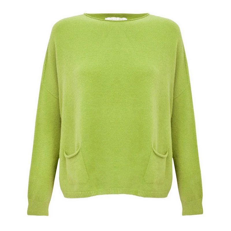 Jodie Round Neck Jumper in Pea Green