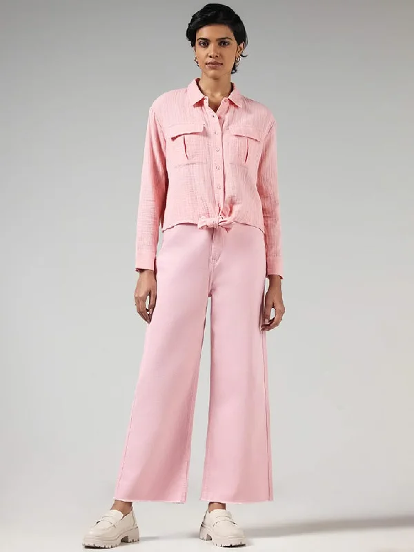 LOV Light Pink Wide Leg - Fit High - Rise Jeans