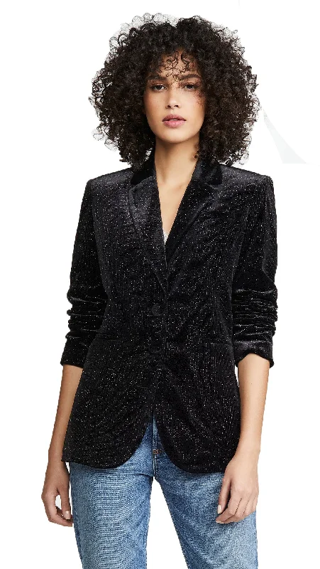 RETROFETE Women's Black Glitter Velvet Ruth Blazer $515 NWT