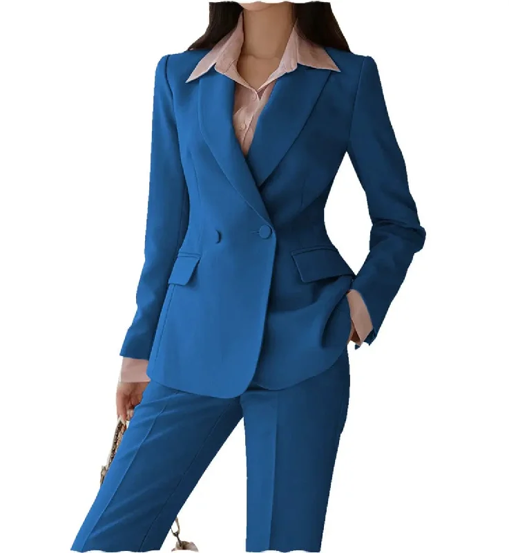 Women Suit 2 Piece Notch Lapel Blazer (Blazer+Pants)